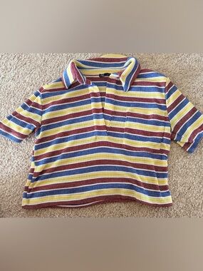 Zara Multicolor Striped Knit Top - Yellow, Blue, Burgundy